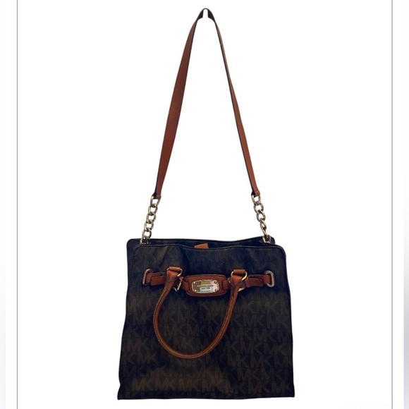 Michael Kors Hamilton Signature Shoulder bag Handbag Brown Saffiano Leather - Picture 2 of 10